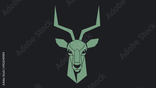 Geometric Antelope Head with Majestic Antlers.