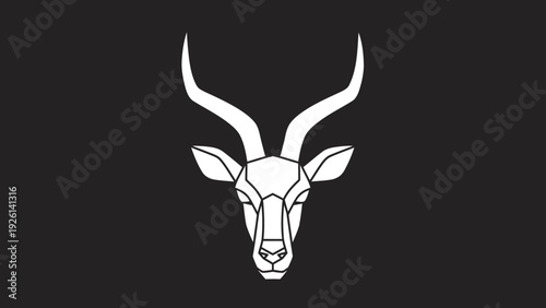 Geometric Kudu Antelope Head Silhouette Logo Design.