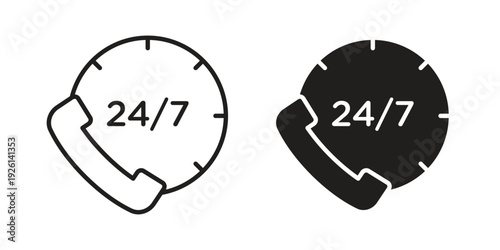 24 7 Emergency call services icon vector illustrations. vector glyph flat icons