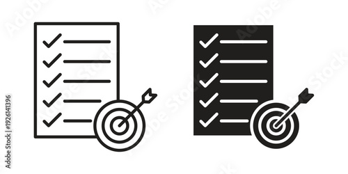 Accomplished goals and objectives icon vector illustrations. vector glyph flat icons