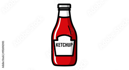 Red glass ketchup bottle condiment.