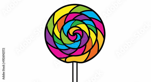 Colorful Swirly Lollipop Candy Closeup.