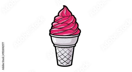 Pink Ice Cream in Waffle Cone.