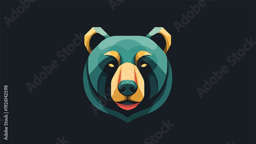 Geometric Bear Head Logo Design Abstract Art.