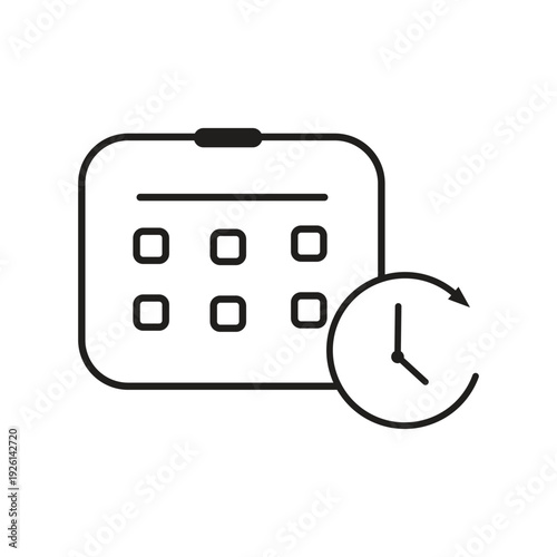 Schedule Calendar Clock Outline Icon