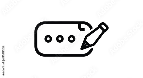 Simple vector graphic illustration depicting a document with an editing pencil, symbolizing content creation and text modification.