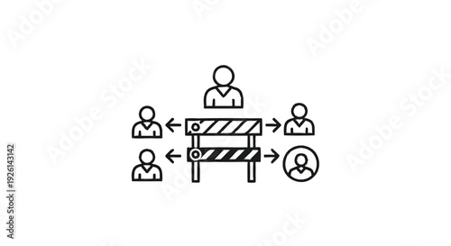 Business people facing communication barrier represented by a fence.