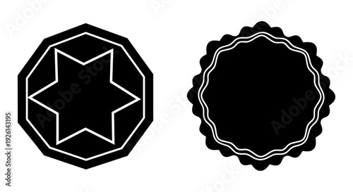 Geometric contrast of star polygon and rounded star shapes against white backgrounds Vector, illustration