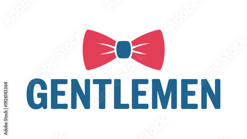A stylish logo featuring a red bowtie and the word gentlemen in blue