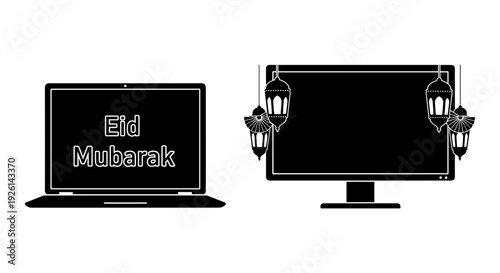 Laptop and monitor displaying the phrase 'did maharsha' in bold text Vector, illustration
