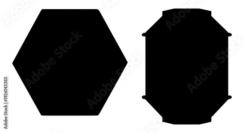 Comparison of a regular hexagon and a concave hexagon with inward indentations Vector, illustration