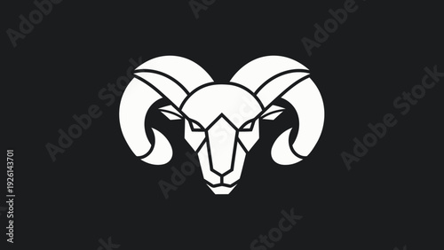 Geometric Ram Head Symbol with Curving Horns.