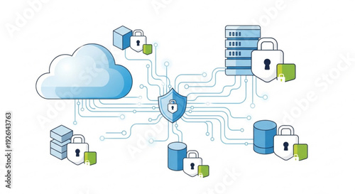 Secure cloud data storage system with encrypted database servers and protection shield