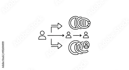 Business process flow and data transfer illustration.
