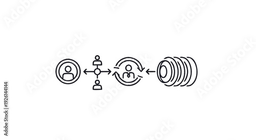 Business process flow and data management concept illustration.