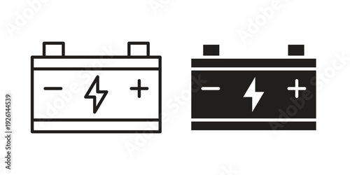 Car Battery icon design silhouette and line art style on white background