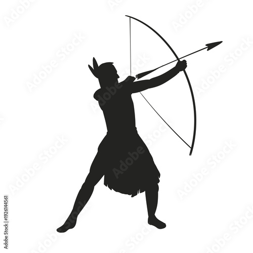 Silhouette of an Archer with Bow and Arrow