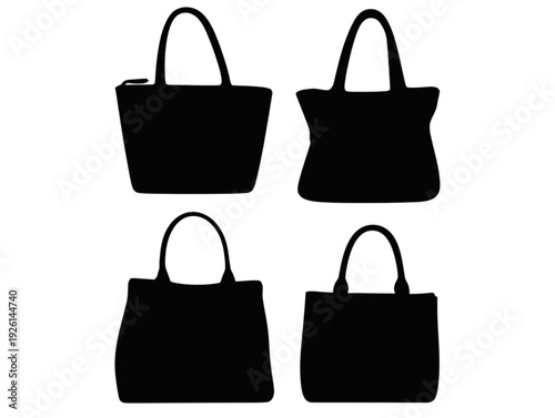 Black woman handbag silhouette vector set, for fashion accessories, shopping icons, and female elegant style elements