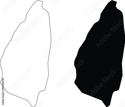 Single island shape outline and filled silhouette geography