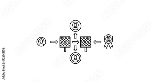 Business Process Flow with People and Achievement Symbol.