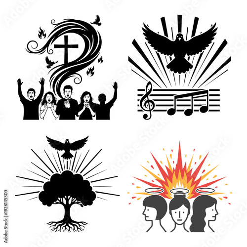 Heart shaped dove with flame drop icon