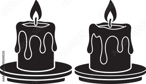 Silhouette candle with dripping wax on plate