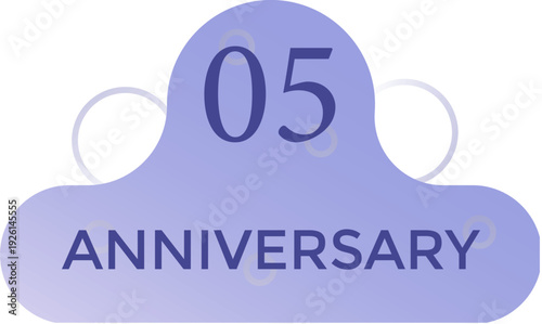 5th anniversary celebration pastel purple gradient color on white background