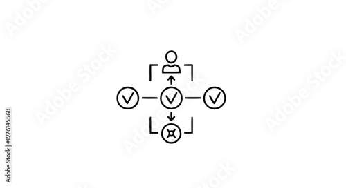 Business Process Flowchart with Checkmarks and Person Icon.