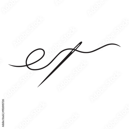 Needle With Thread icon Silhouette vector black print design on a white background