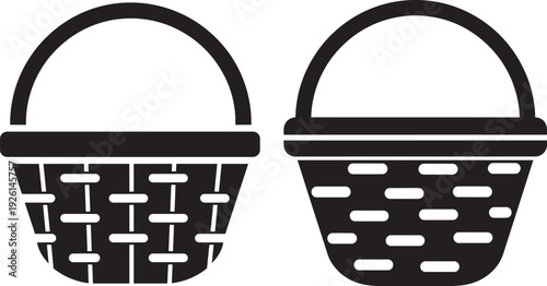 Two black woven basket silhouettes