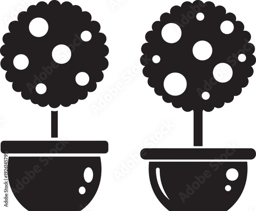 Two potted silhouette topiary trees design
