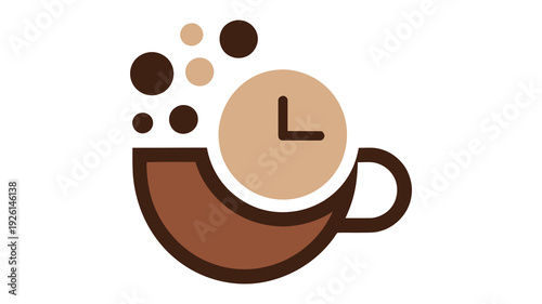 A stylish cup of coffee with a clock symbolizing time management and productivity