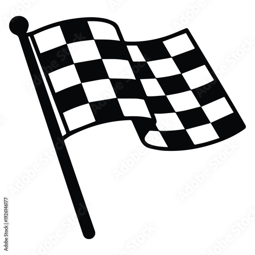 Checkered Flag icon Silhouette vector black on a white background