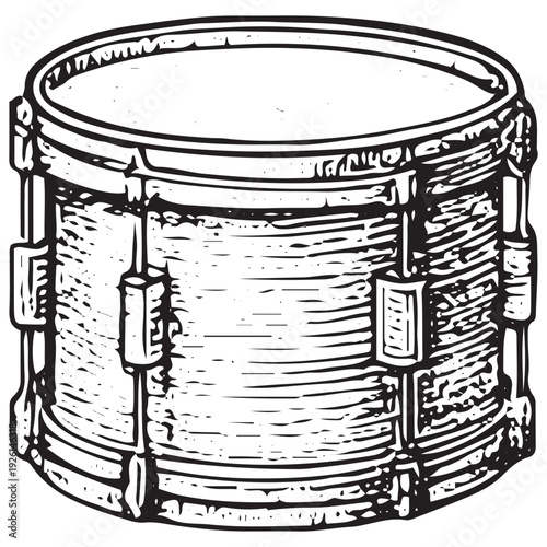 Vintage Snare Drum Percussion Instrument Music Illustration