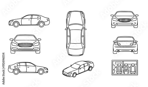 Modern Railway Linear Icons Collection High Speed and Freight Train Editable Stroke Vector Isolated on White