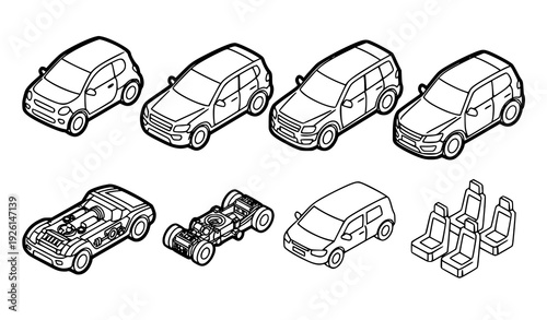 Train and Railway Thin Line Icons Set Intercity International and Freight Editable Stroke Vector on White Background