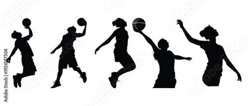 Silhouette Collection of Basketball Players in Action.