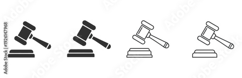 Gavel Icon Illustration, Judge Gavel Vector for Court Law Justice Authority, Legal Document Sign and Auction Hammer Symbol in Modern Style.