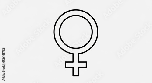 Female symbol icon venus sign female gender symbol black line art on white background simple minimalist design