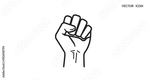 Raised fist icon in black and white for solidarity and strength concepts
