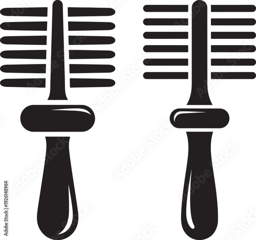 Two black silhouette hair brushes side by side