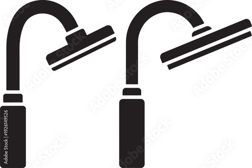 Silhouette shower heads icons for bathroom on white