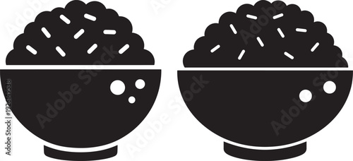 Silhouette rice bowl icons isolated on white background