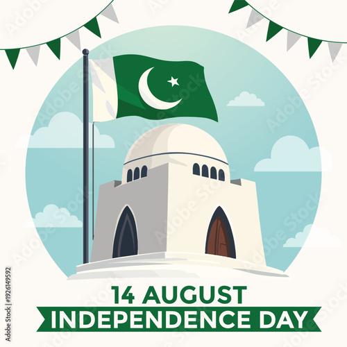 14th of august happy pakistan independence day vector 