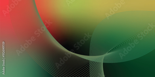 Radiant red and emerald green gradients blending into deep black abstract shapes, layered over a noisy dark backdrop with subtle glow effects, perfect for creative poster, banner, or wide header artwo