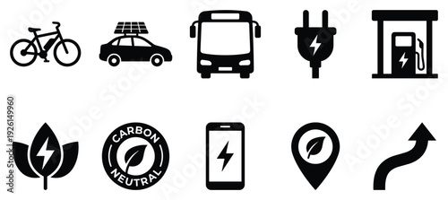 Photos Eco friendly transportation icon set