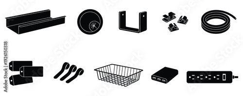 TV mount and accessories vector set