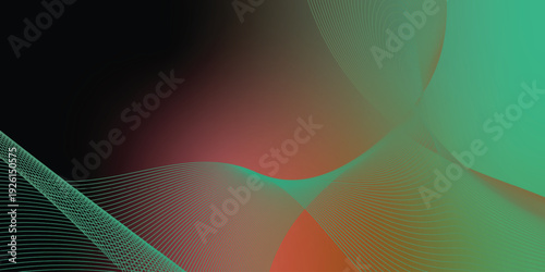 Radiant red and emerald green gradients blending into deep black abstract shapes, layered over a noisy dark backdrop with subtle glow effects, perfect for creative poster, banner, or wide header artwo