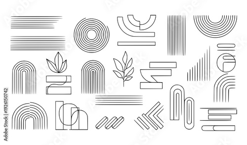 🏷 SEO Title:
Abstract Mid Century Modern Geometric Vector Set with Minimal Monochrome Line Art Elements