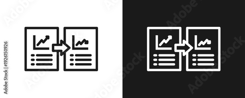 Benchmark Results Icon Set Outline In White And Black Background